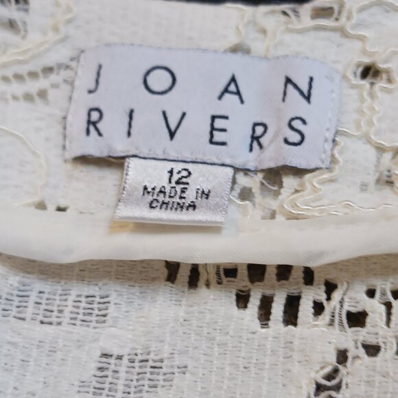 Joan Rivers "Who Are You Wearing" Ivory Lace Jacket with Black Faux Leat… - Picture 7 of 10